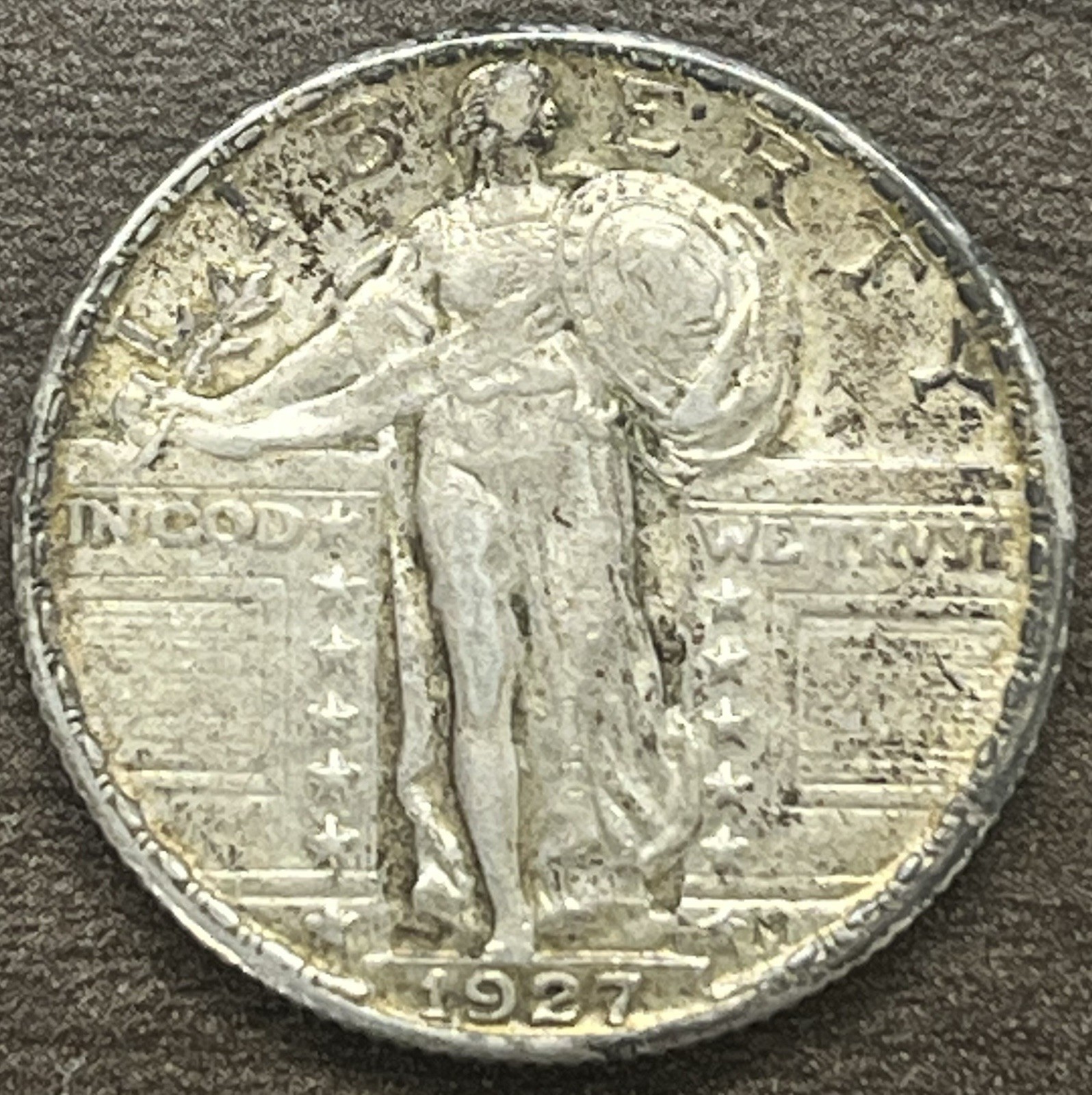 Crusty XF+ 1927-P Standing Liberty Silver Quarter Dollar