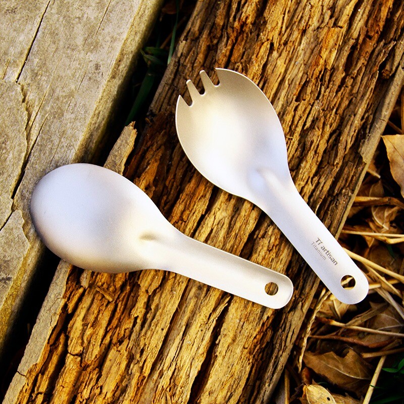 Titanium Spoon Spork Portable Ultralight Short Handle Camping Outdoor Tableware