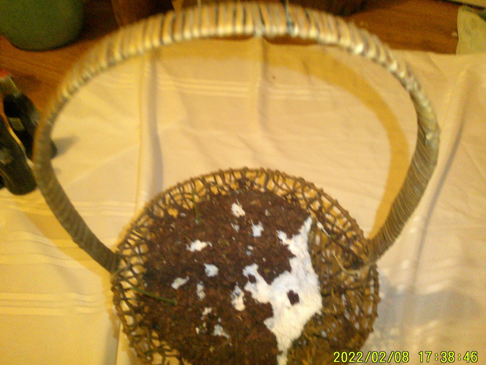 OLD WIRE BASKET WICKER COATING