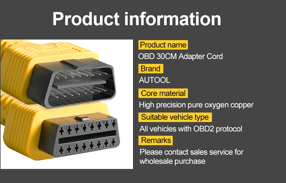 OBD2 Extension 16Pin Cable OBD ll Male to Female Diagnostic Scanner Adapter 30cm