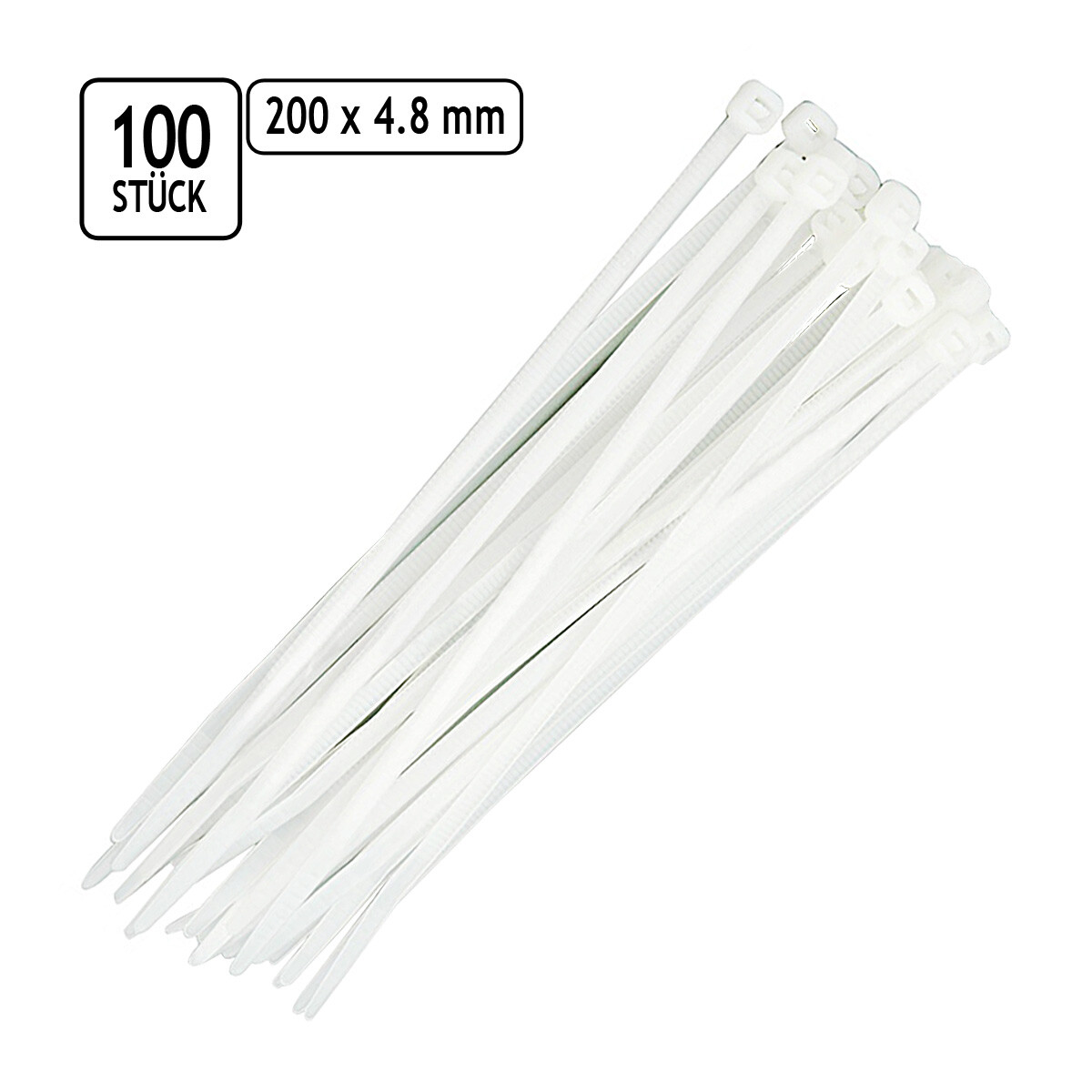 Long Cable Ties 100pcs Ties 200mm x 4.8mm
