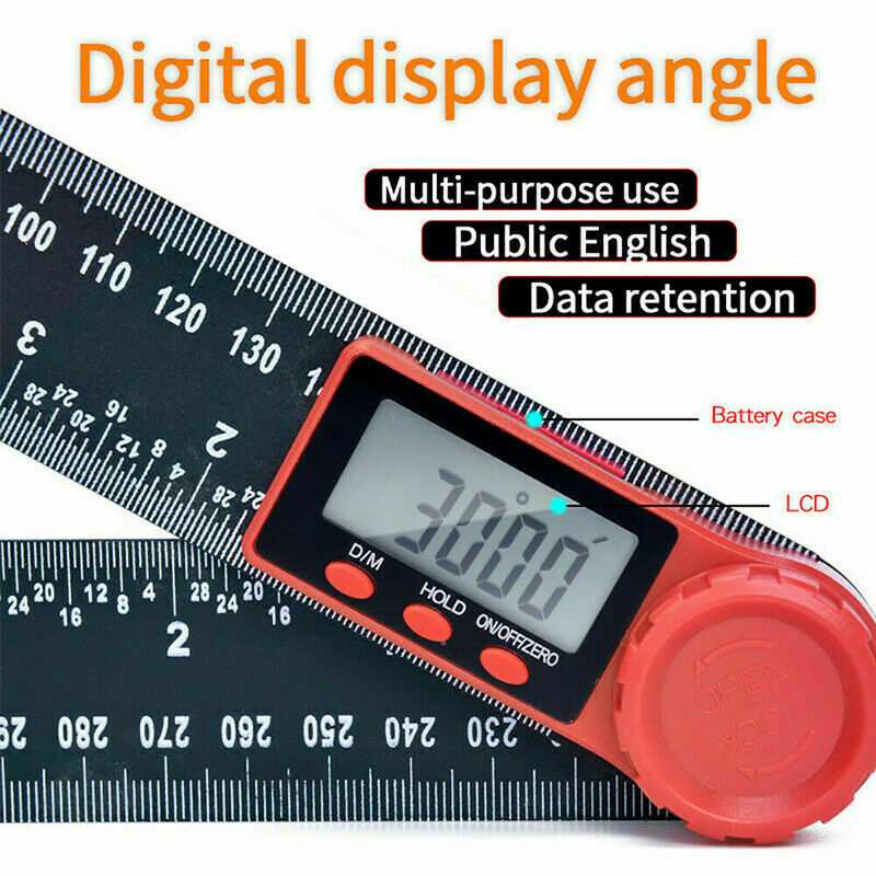 2-In-1 Digital Angle Finder Ruler 200mm 7" Protractor Goniometer Handwork