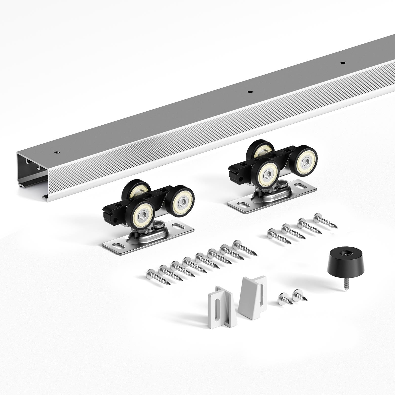 FINOSEN 5ft Commercial Sliding Pocket Door Hardware Track Kit Top Mount Heavy Du