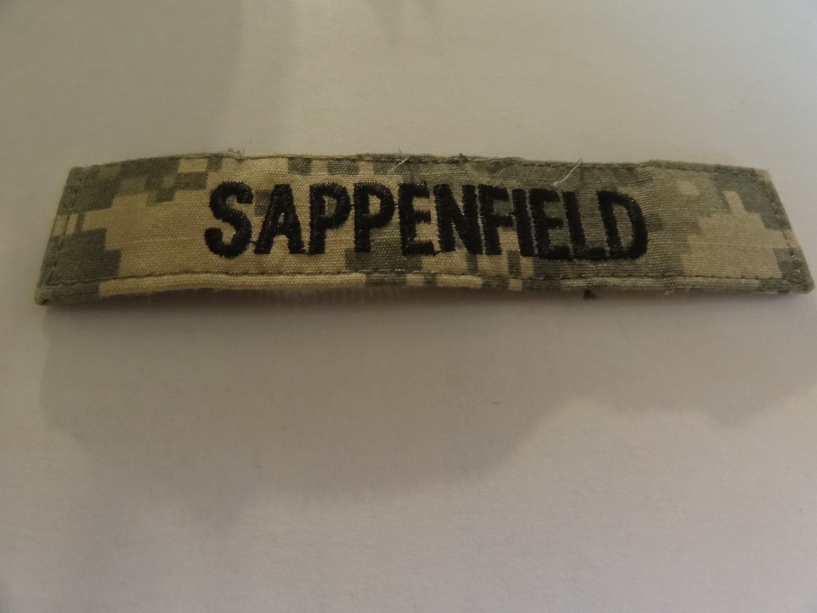 MILITARY US ARMY PATCH FOR ACUS DIGITAL HOOK LOOP BACK NAME TAPE SAPPENFIELD