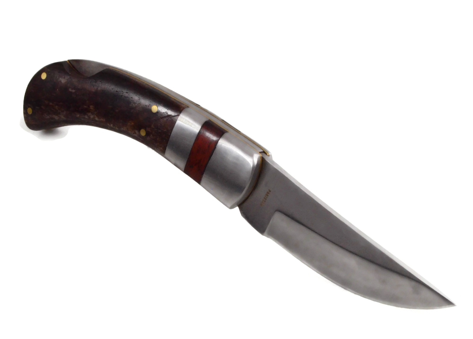 Real Dark Bone Handle Lockback EDC Folding Pocket Knife w/Leather Sheath