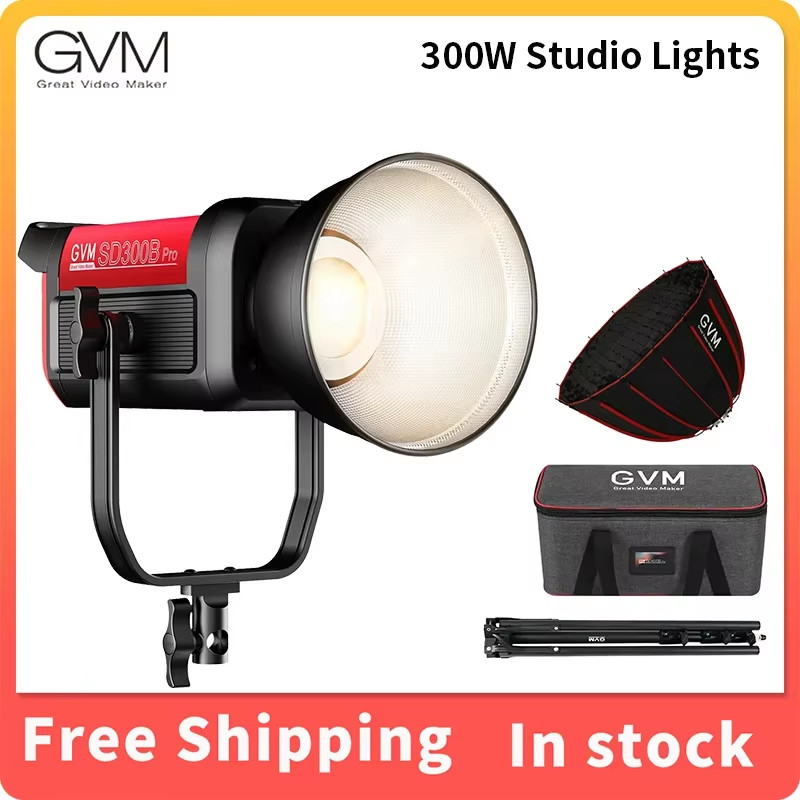 GVM SD300B Pro 300W Video Studio Lights with Bowens Mount Softbox & Stand 2700K~