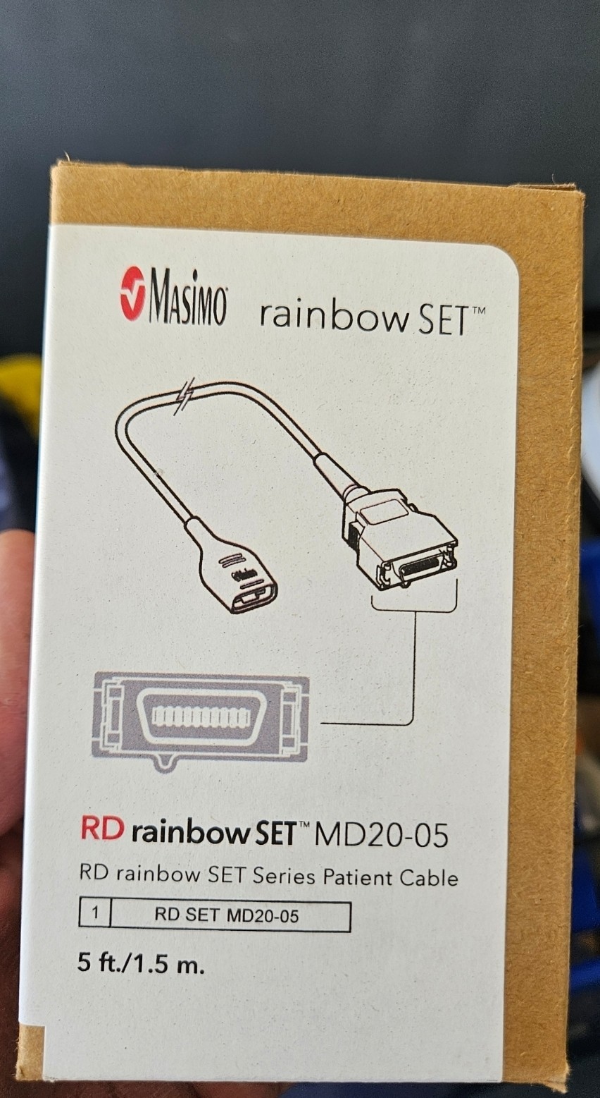 Masimo RD rainbow SET MD20-05 Patient Cable 5 ft / 1.5 m MPN 4072