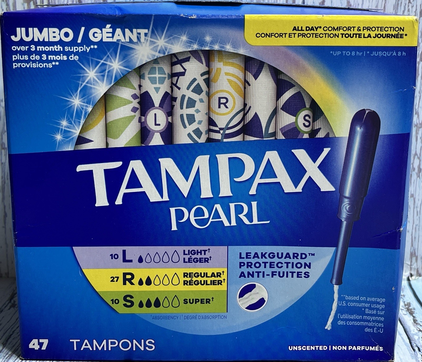 Tampax Pearl Tampons Trio Pack Light/Regular/Super Unscented 47 CT New