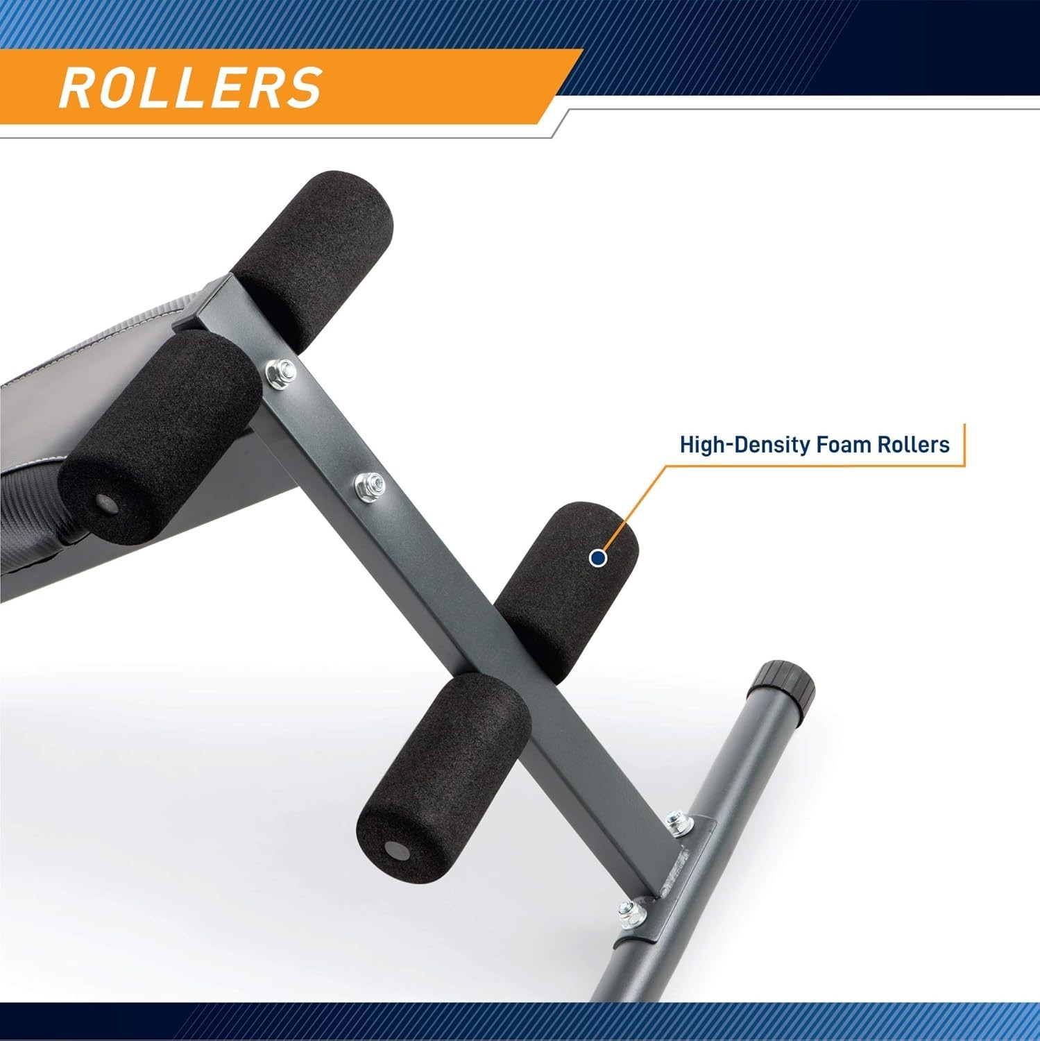 Compact Exercise Bench with Foam Roller Pads - 300 lbs Load, Home Gym Essential