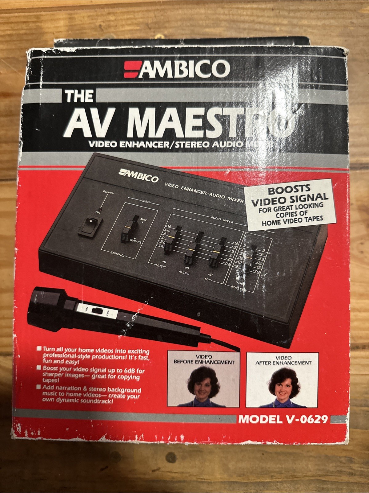Ambico AV Maestro V-0629 Video Enhancer Stereo Audio Mixer w/ Box & Mic VTG