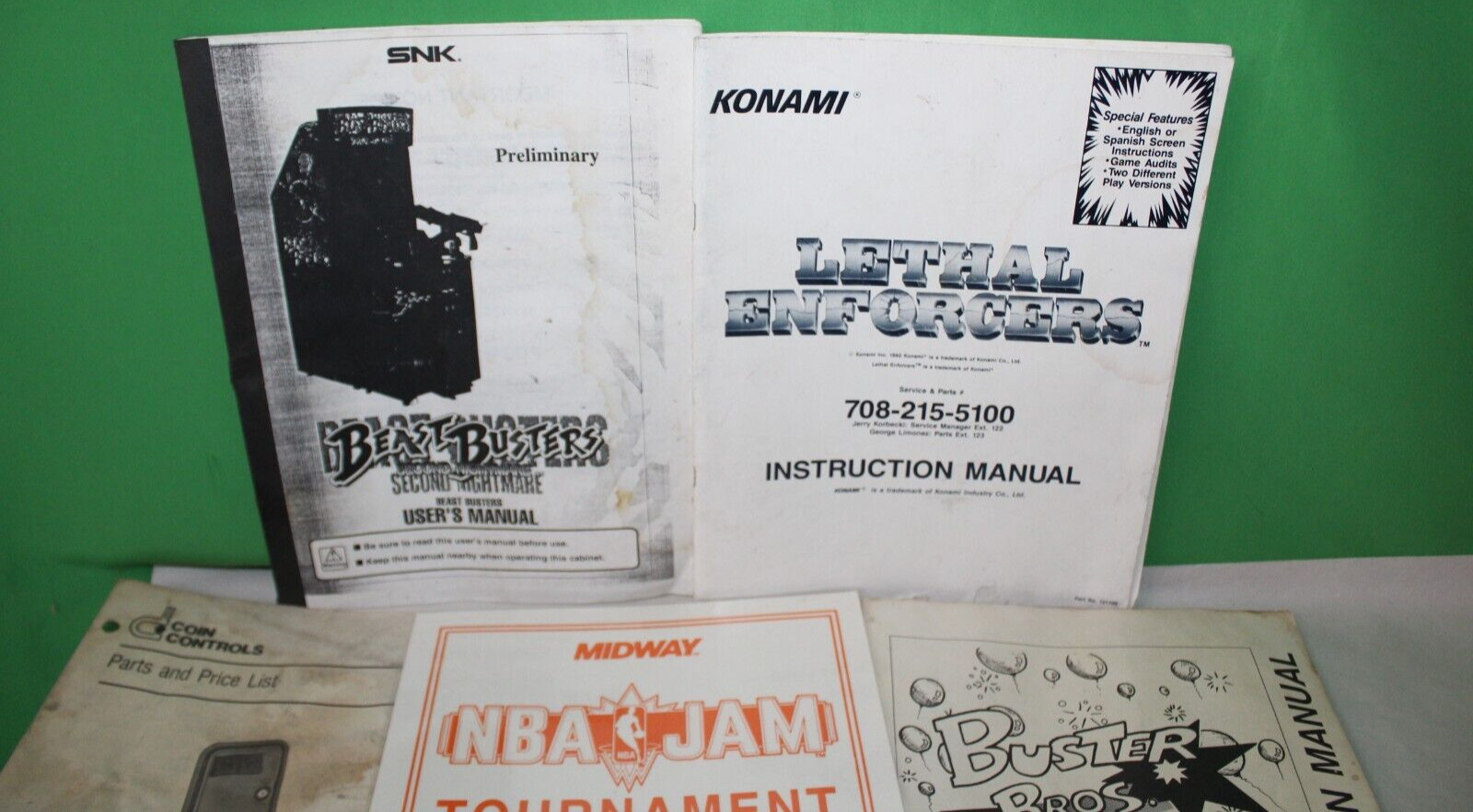 Vintage Video Game Arcade Manuals Beast Busters Lethal Enforcers NBA Jam Plus