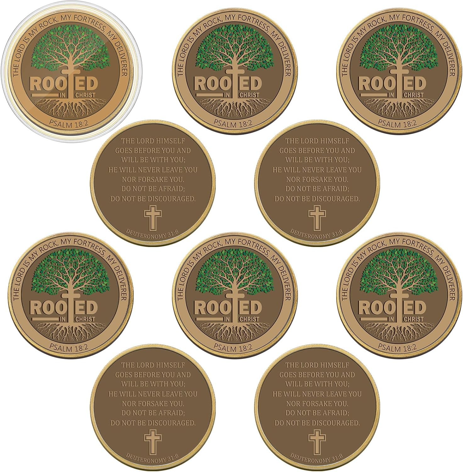 10 Pcs Rooted in Christ Coins Christian Religious Coin Bulk Pocket Prayer Token