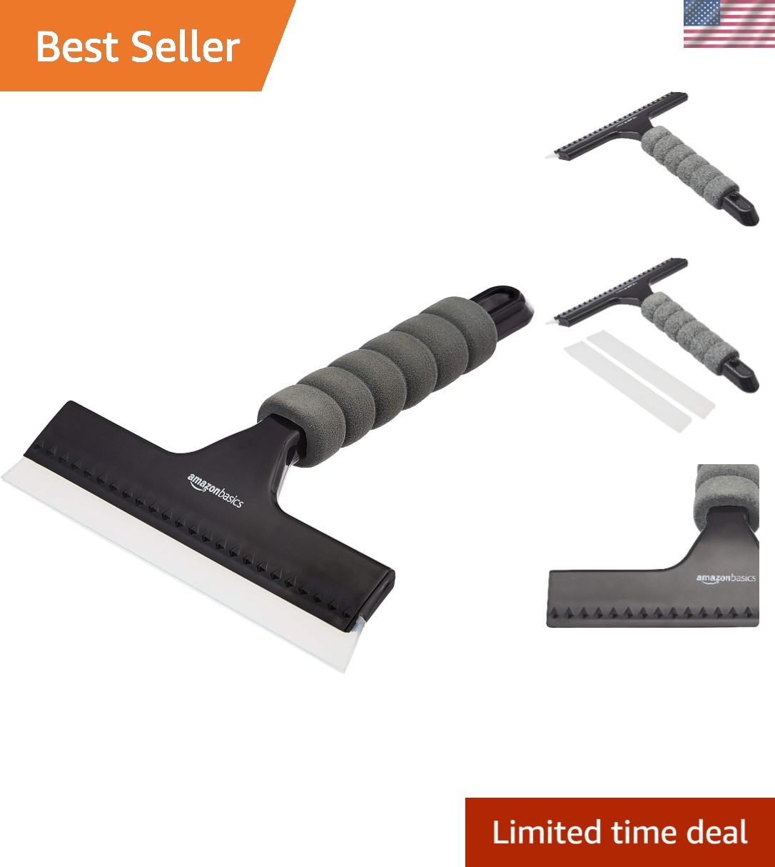 8-Inch All-Purpose Window Squeegee with Removable Handle - Streak-Free Cleaning