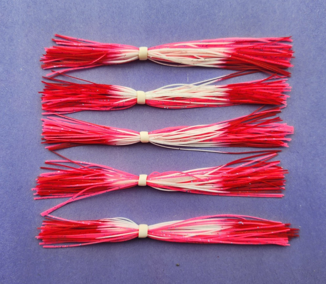 5 Silicone Skirts White Pink/Red Pink Tip #5-215-69BU Spinnerbait Buzz Jig