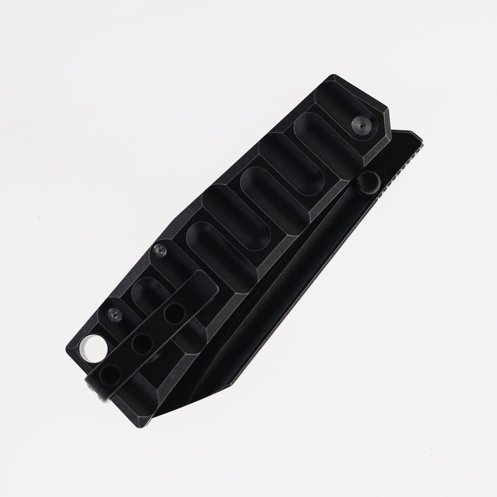 TwoSun Folding Knife Black Titanium Handle D2 Plain Black Blade TS552-D2