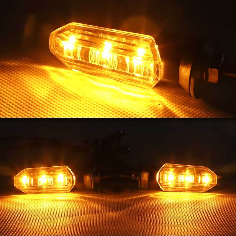 4X Universal Clear Mini LED Motorcycle Turn Signal Indicator Amber Blinker Light