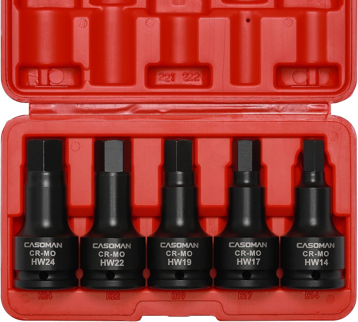 CASOMAN 3/4 Inch Drive Impact Hex Driver Set, 5-Pieces, Metric, 14mm, Metric