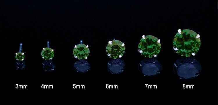 SOLID 925 SILVER EARRINGS WOMEN GENUINE STERLING SILVER CZ STUD 3-8mm