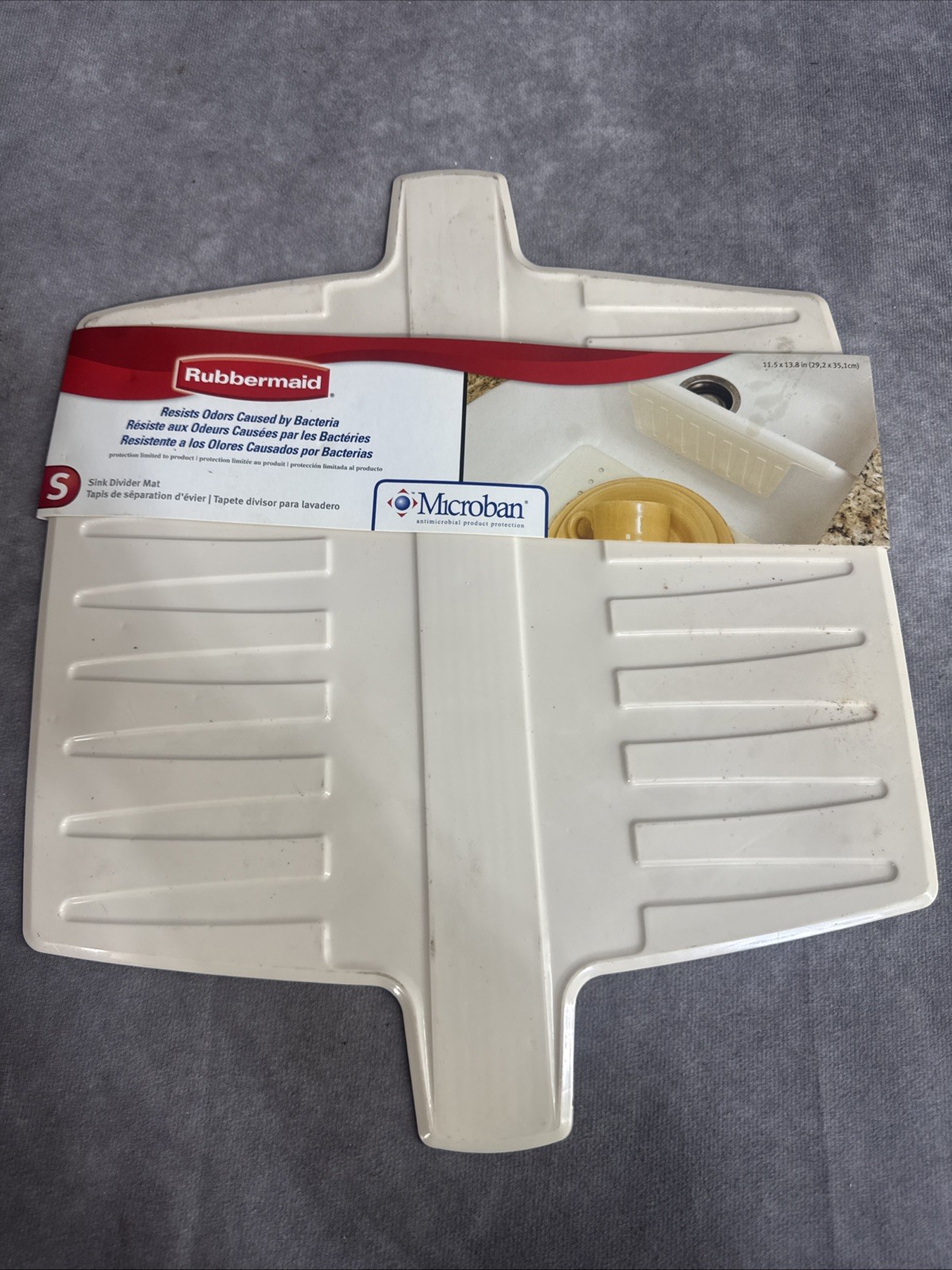 Vintage Rubbermaid Bisque 1297 Twin Double Sink Divider Mat Protector NEW