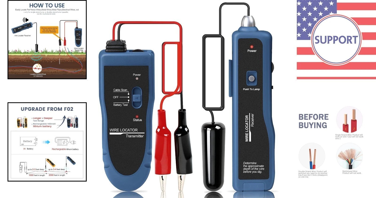 Advanced Underground Wire Locator - 1100mAh Rechargeable for Accurate Tracking