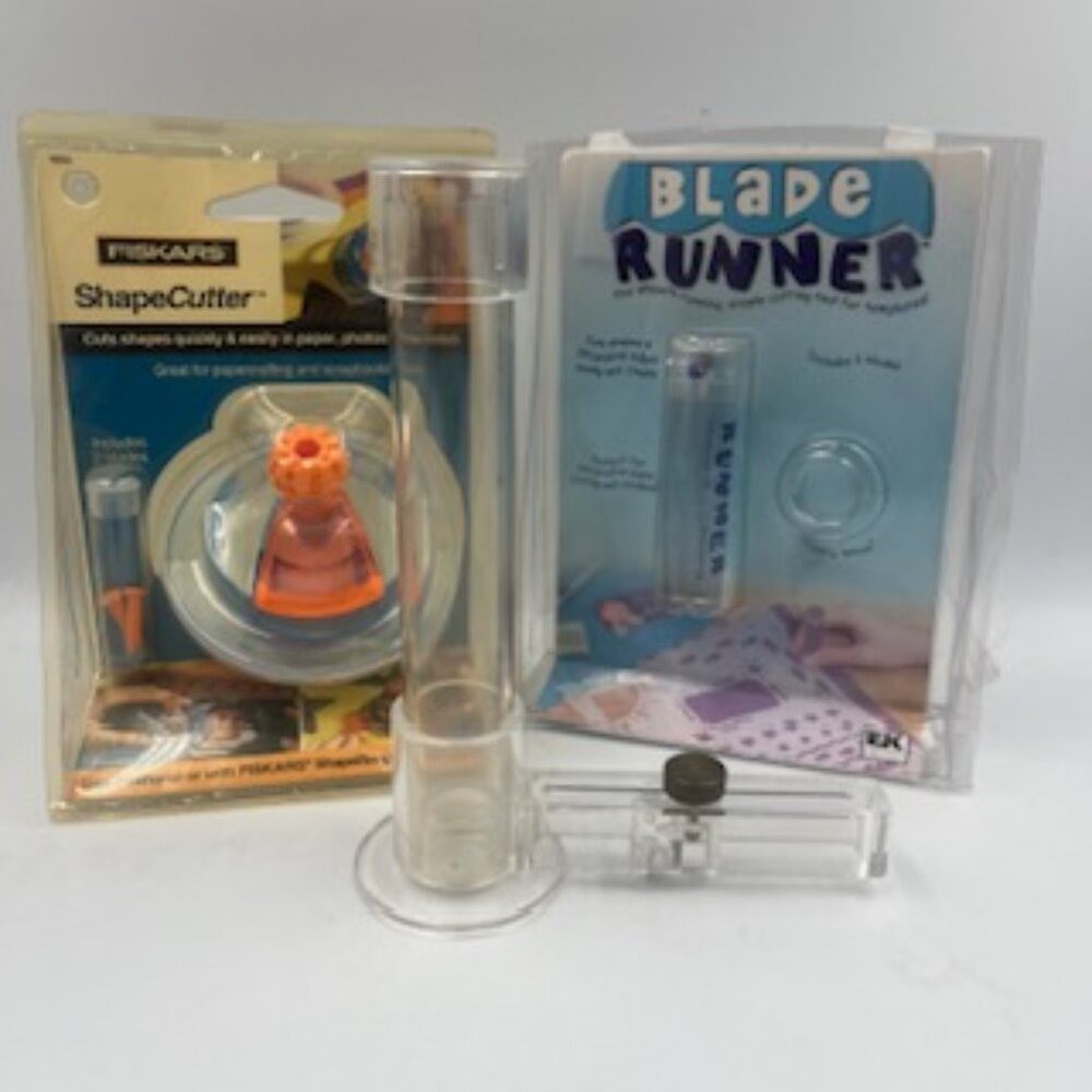 Fiskar Shape Cutter And EK Success Blade Runner Set Of 3 Cutters Both New