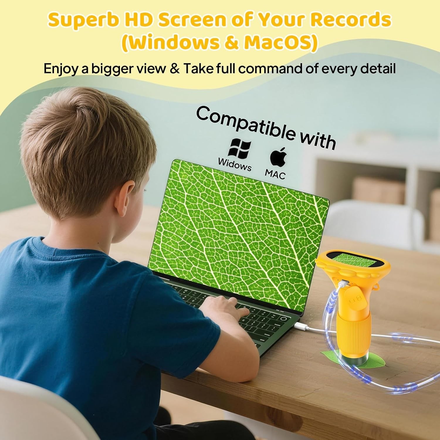 Kids Microscope - 1000X Portable Microscope for Kids, Photo & Video Miniscope...