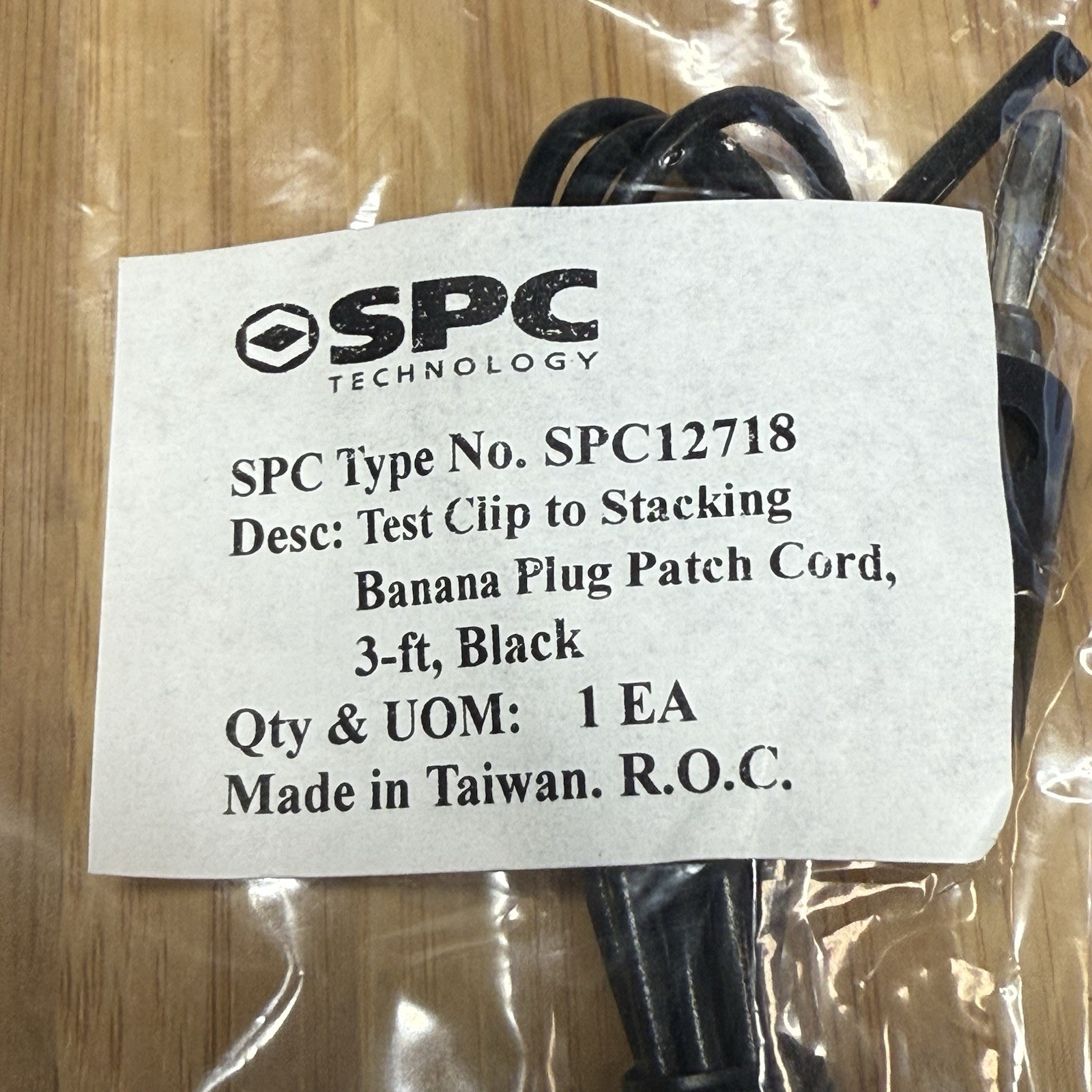 SPC Technology Black Test Clip to Stackable Banana Plug Patch Cord – 3 Foot
