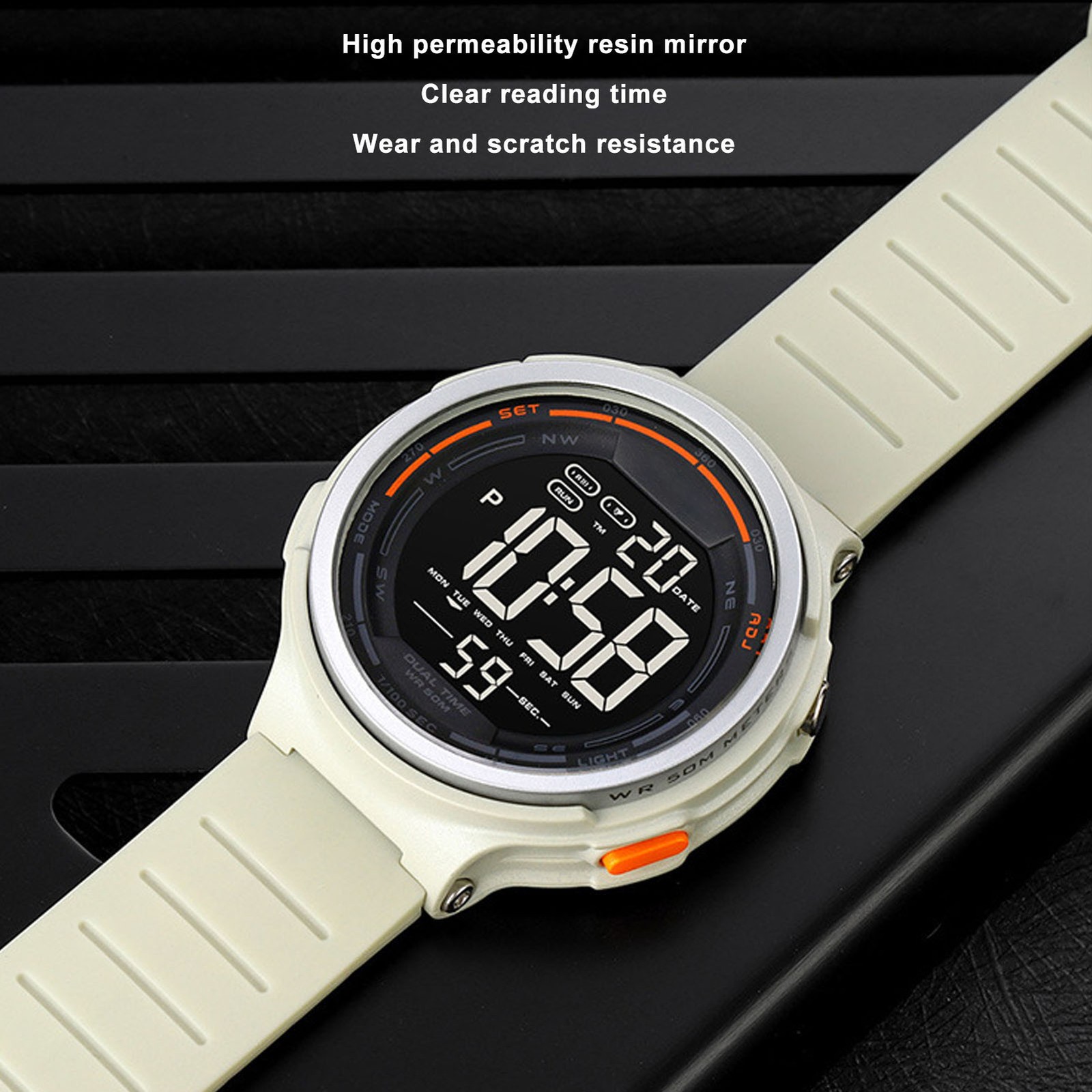Digital Sports Watch Multifunctional Dual Time LED Luminous Countdown Timer FFW