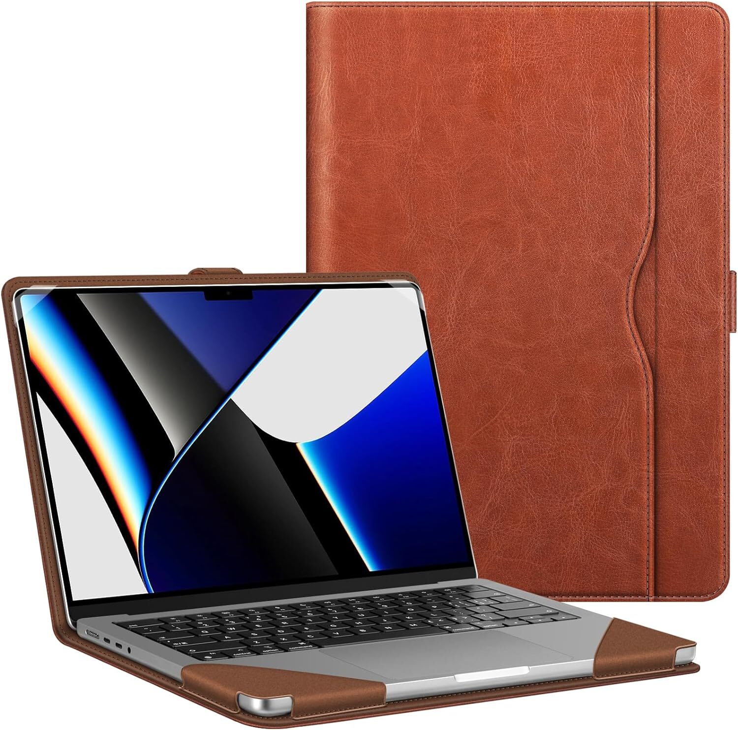 Sleeve Case for MacBook Pro 14 Inch (2021-2025 Release) Leather Folio Book Cover
