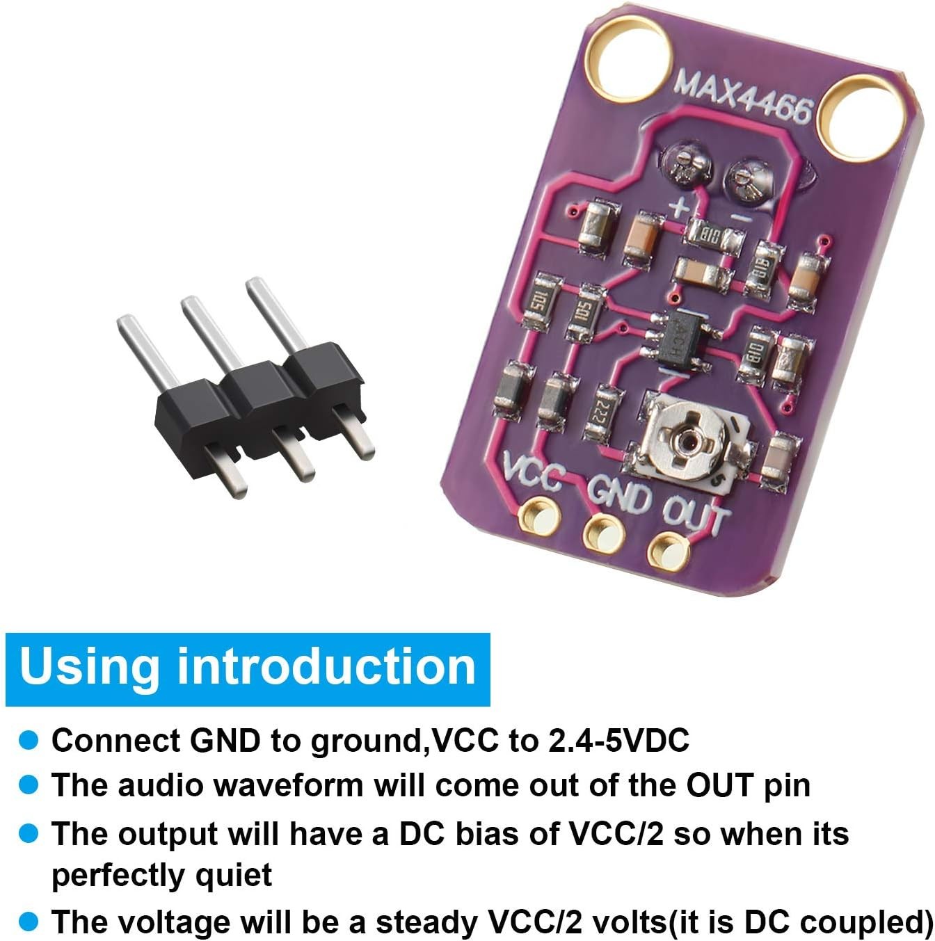 6 Pieces Electret Microphone Amplifier Module MAX4466 Adjustable Gain Blue...