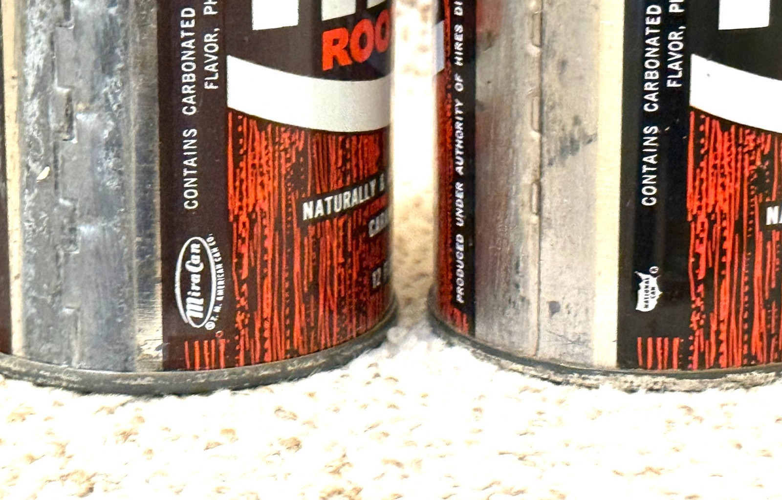 *Clean* Two Different Hires Root Beer Pre-Zip Code Soda Cans