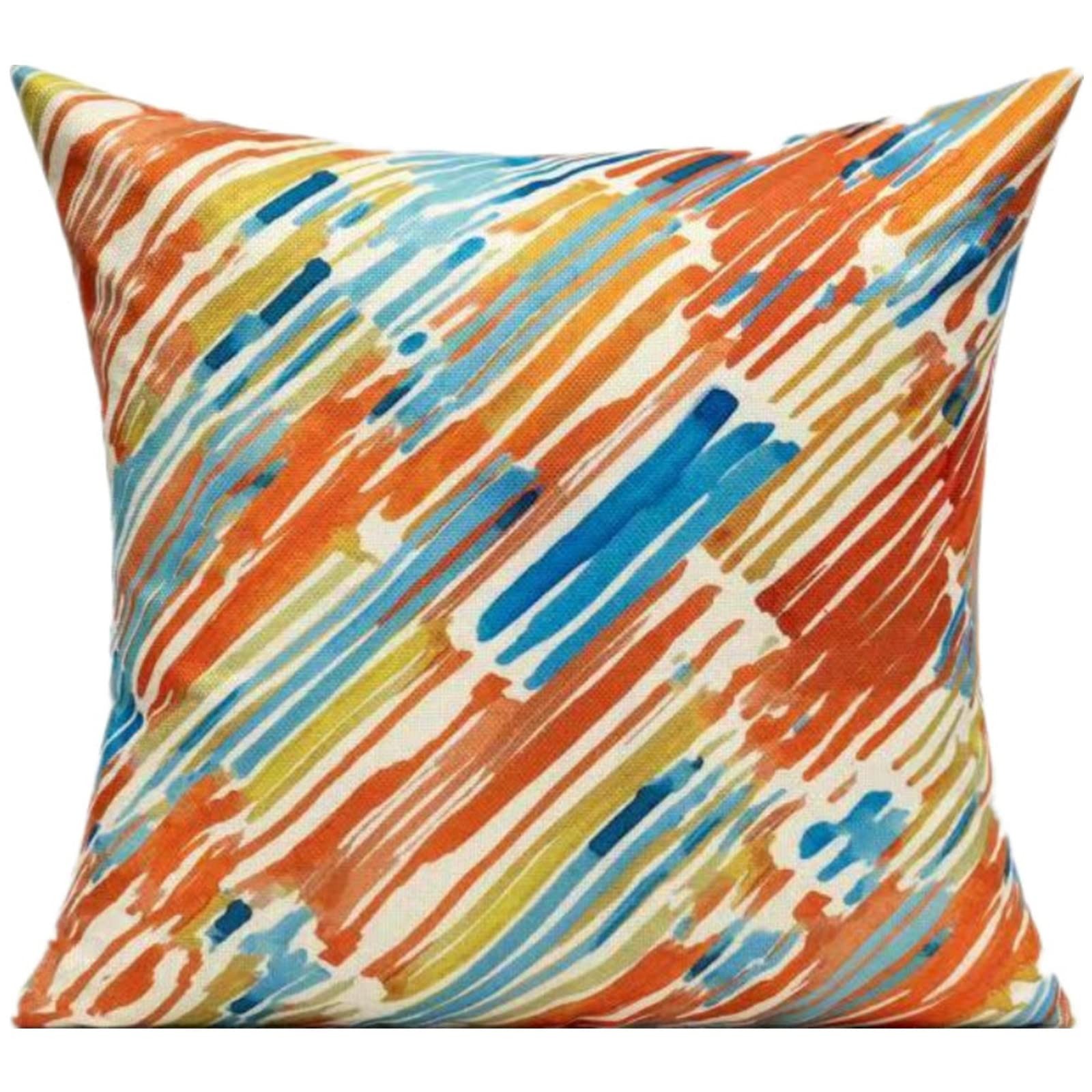 Outdoor Throw Pillow Covers 18X18 Set 18" x (Pack of 4), Colorful Stripe