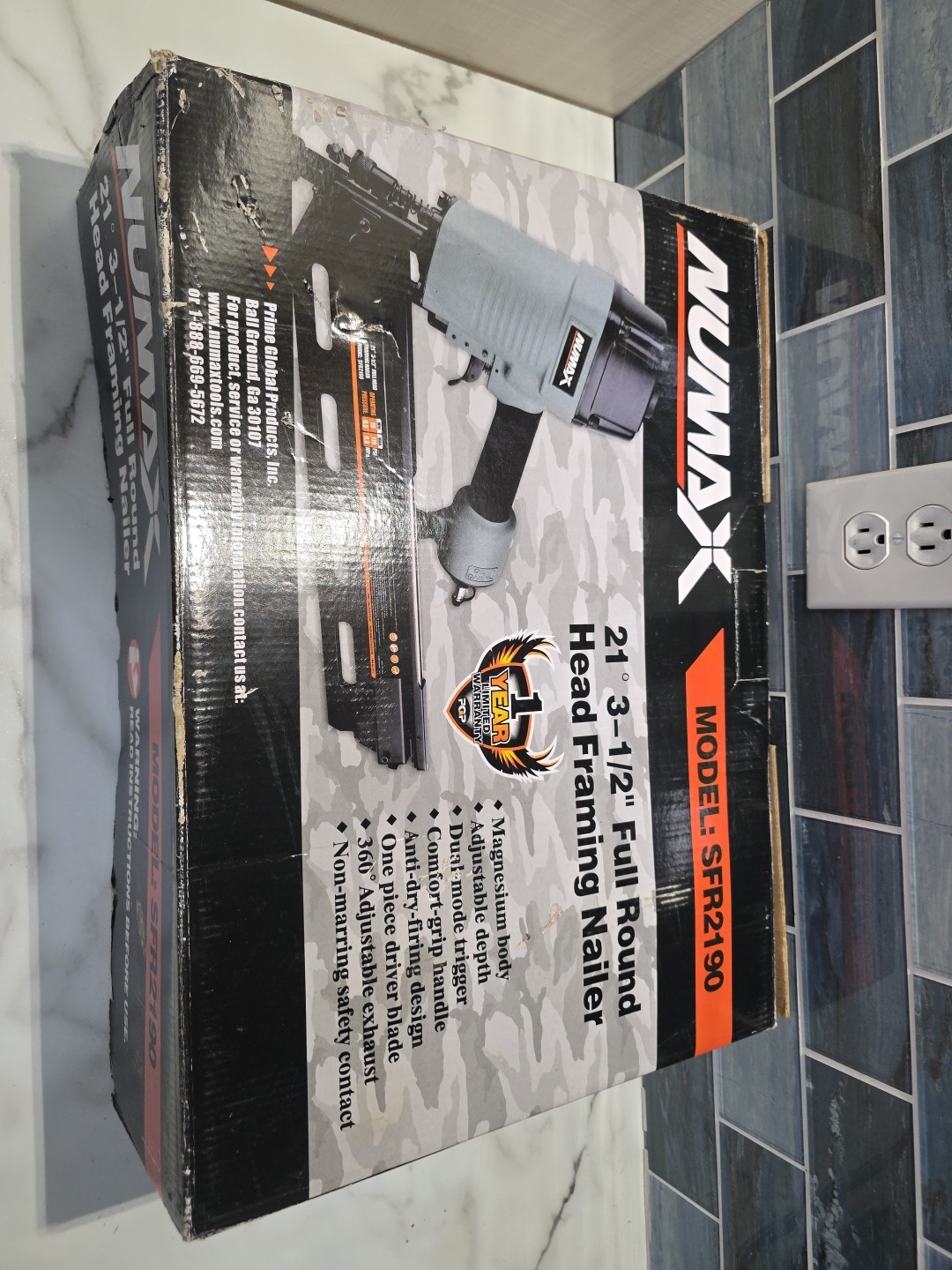 NuMax SFR2190 Pneumatic 21 Degree 3-1/2" Framing Nailer