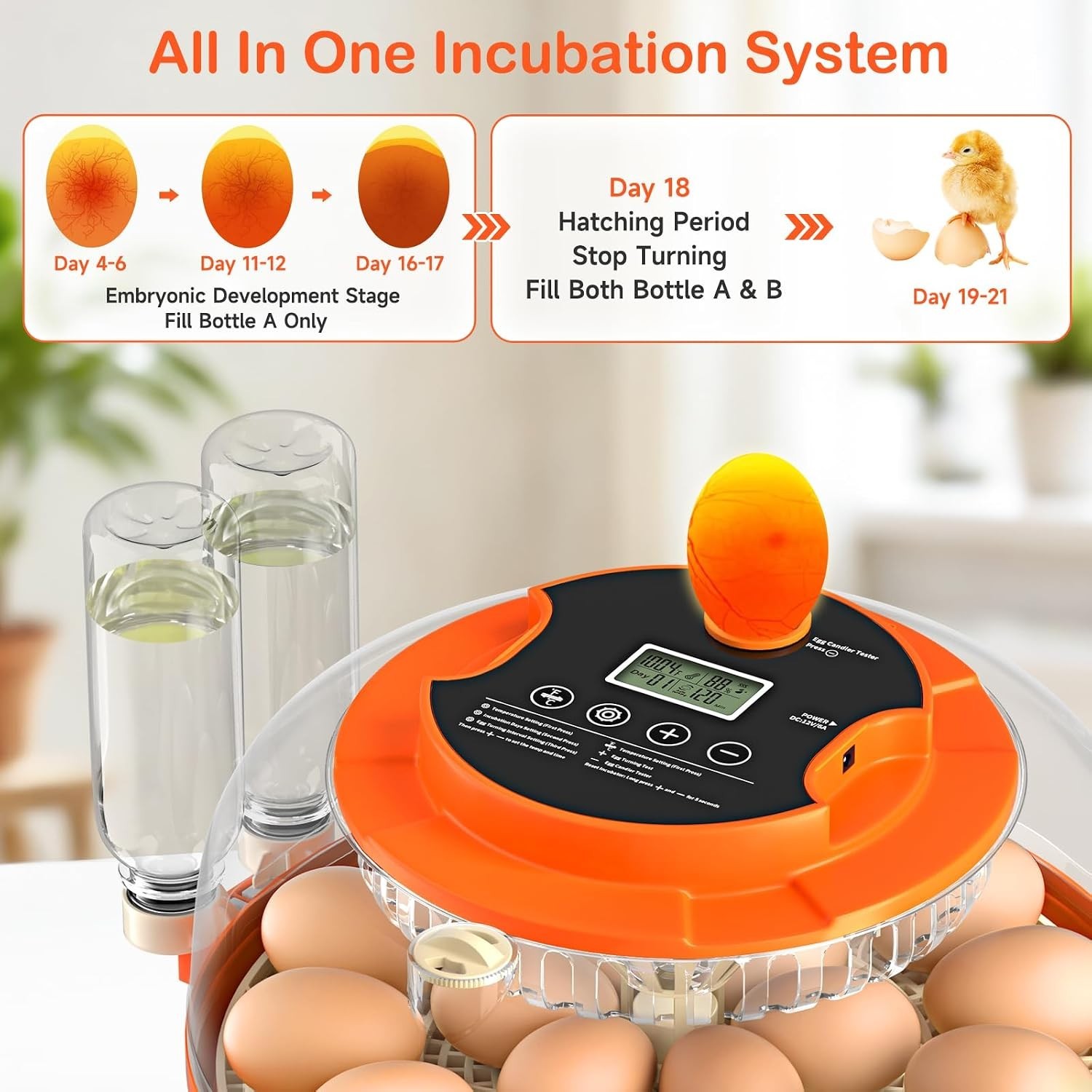18 Egg s for Hatching Eggs, Automatic Egg Turning and Humidity Control for Ha...