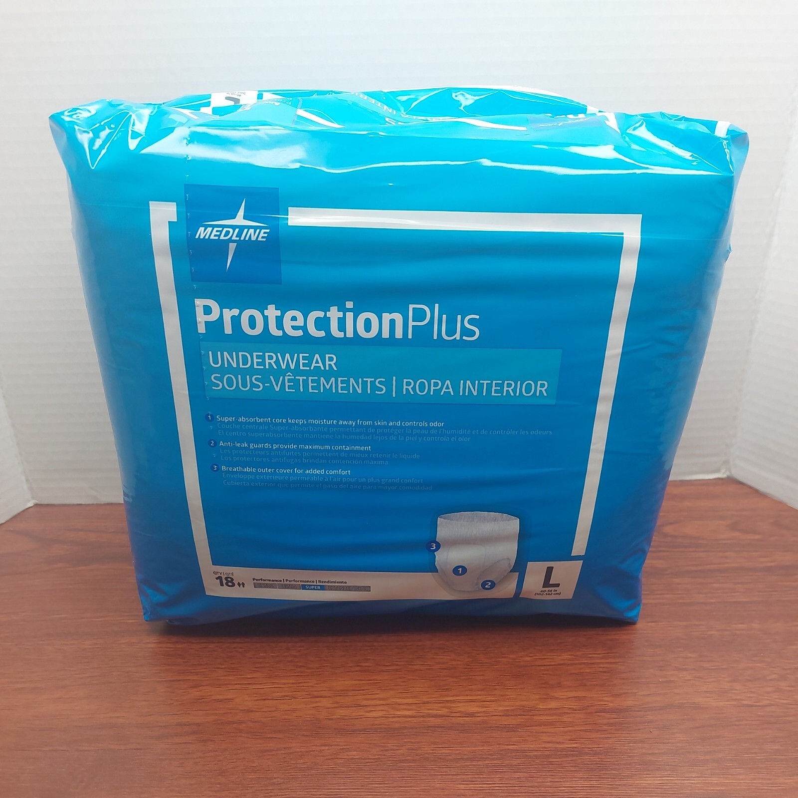 MEDLINE Protection Plus Super Adult Protective Underwear Size Large 18 Pack