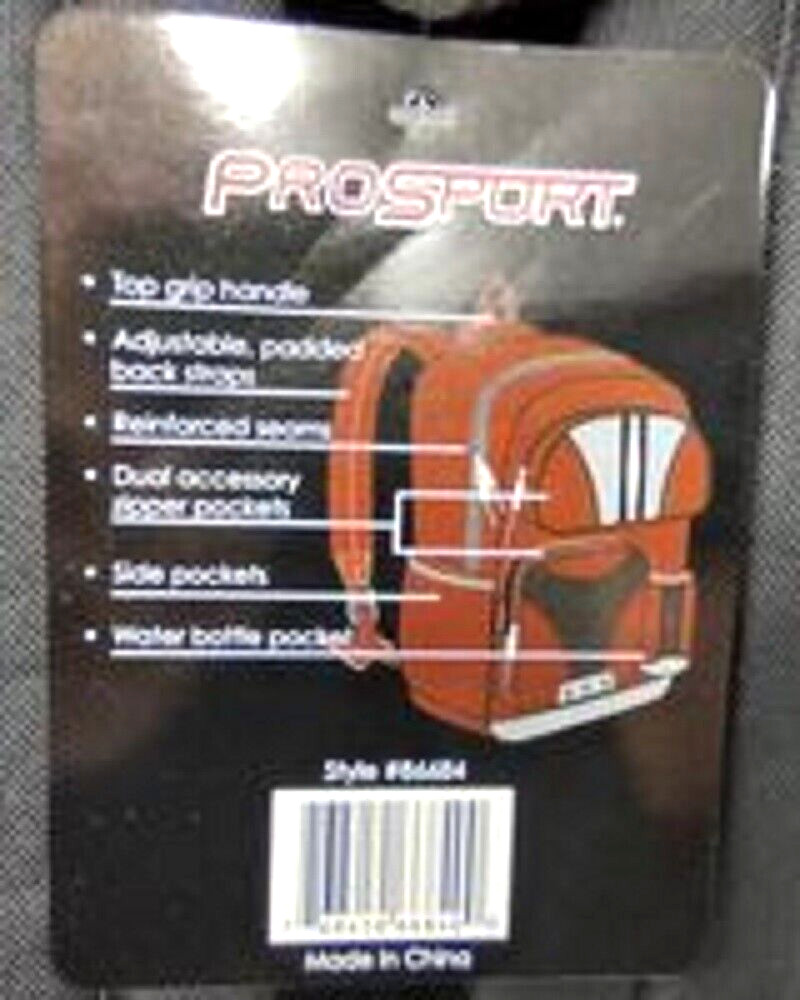 Pro Sport Backpack Black And Silver 5 Pockets Style No.B6684 New