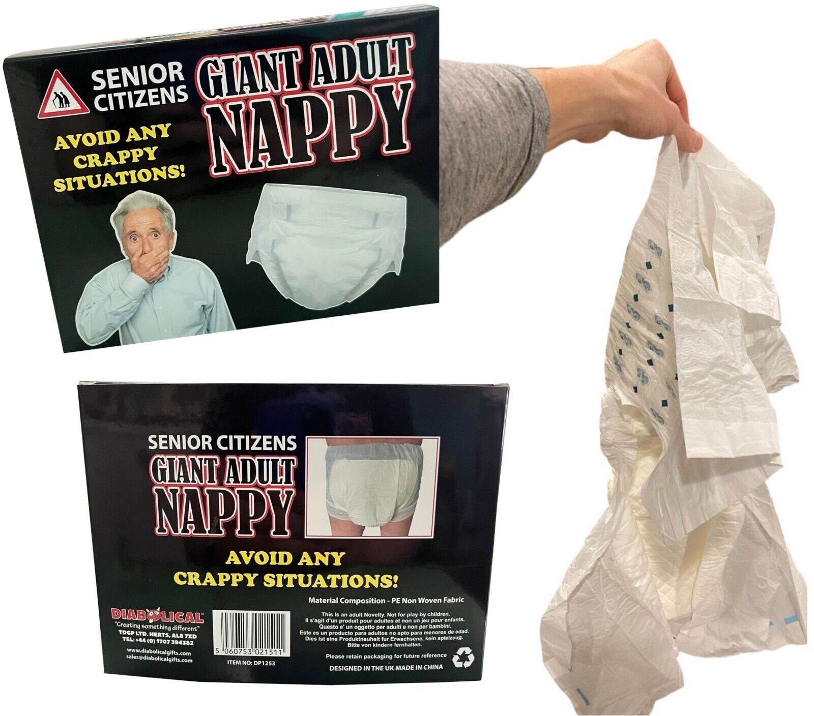 Giant Oversized Adult Diaper 🩲 Over the Hill - Senior Citizen Birthday Gag Gift