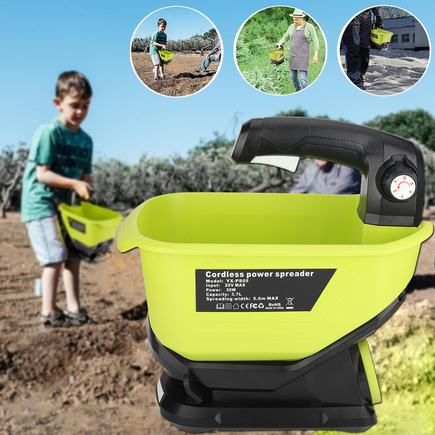 Cordless Grass Seed Spreader Compatible with Ryobi 18V Lithium NiCd NiMh Battery