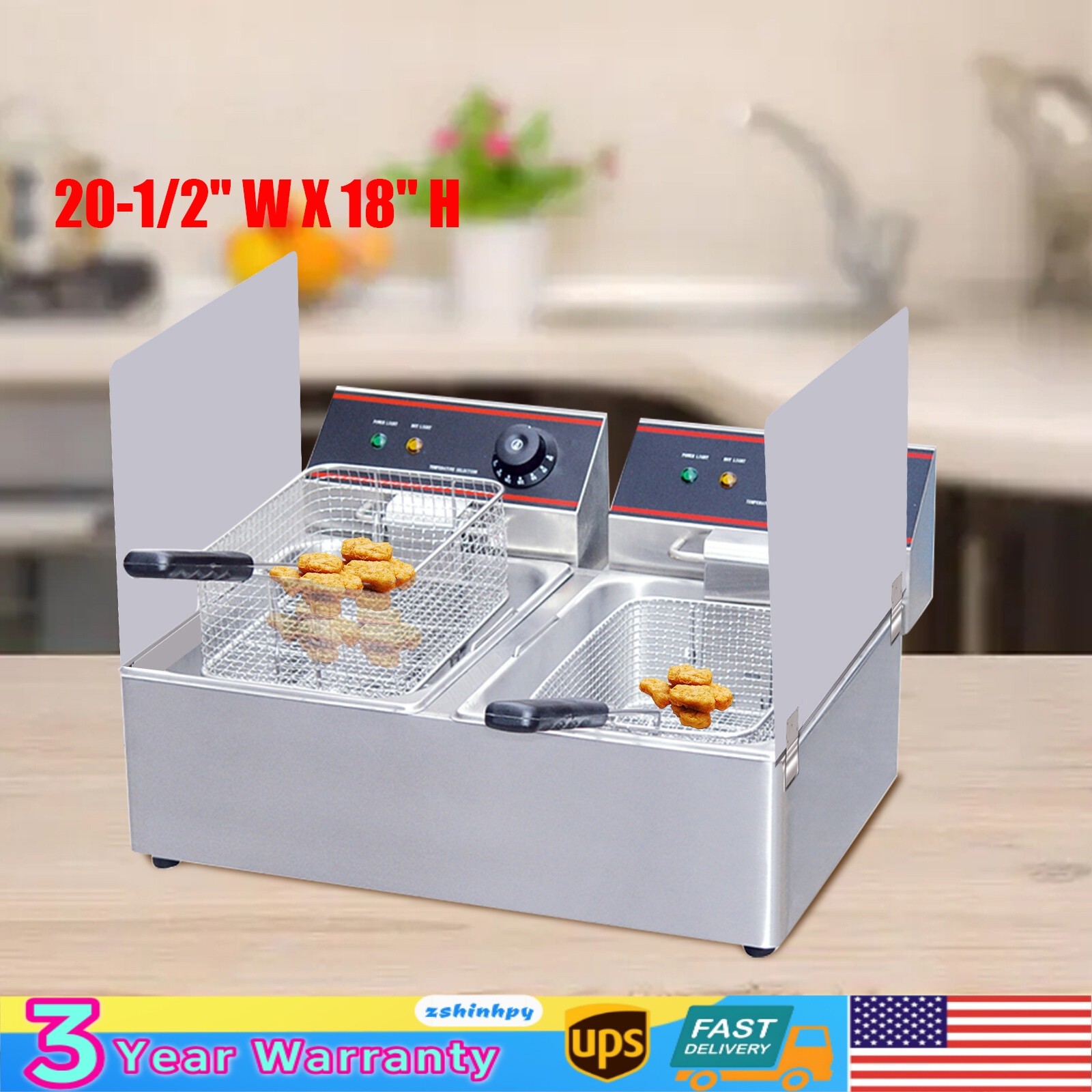 2 Pack Commercial Universal Stainless Steel Deep Fryer Splash Guard Side Splash