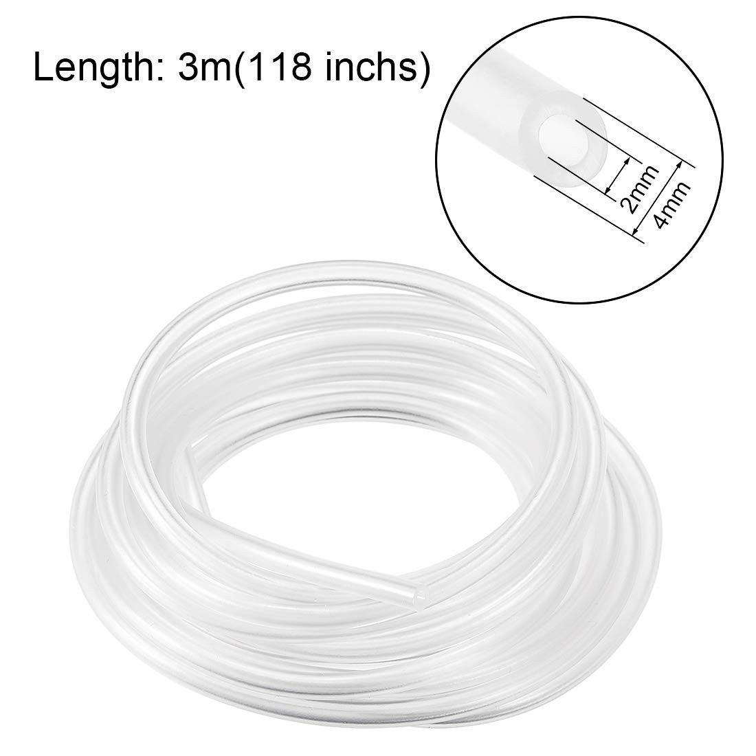 uxcell PVC Hose Tube, 2mm(0.07") ID x 4mm(0.15") OD 3 2x4mm, Transparent