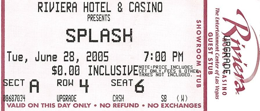 Riviera Casino - Las Vegas, NV - Vintage Paper Show Ticket 2005