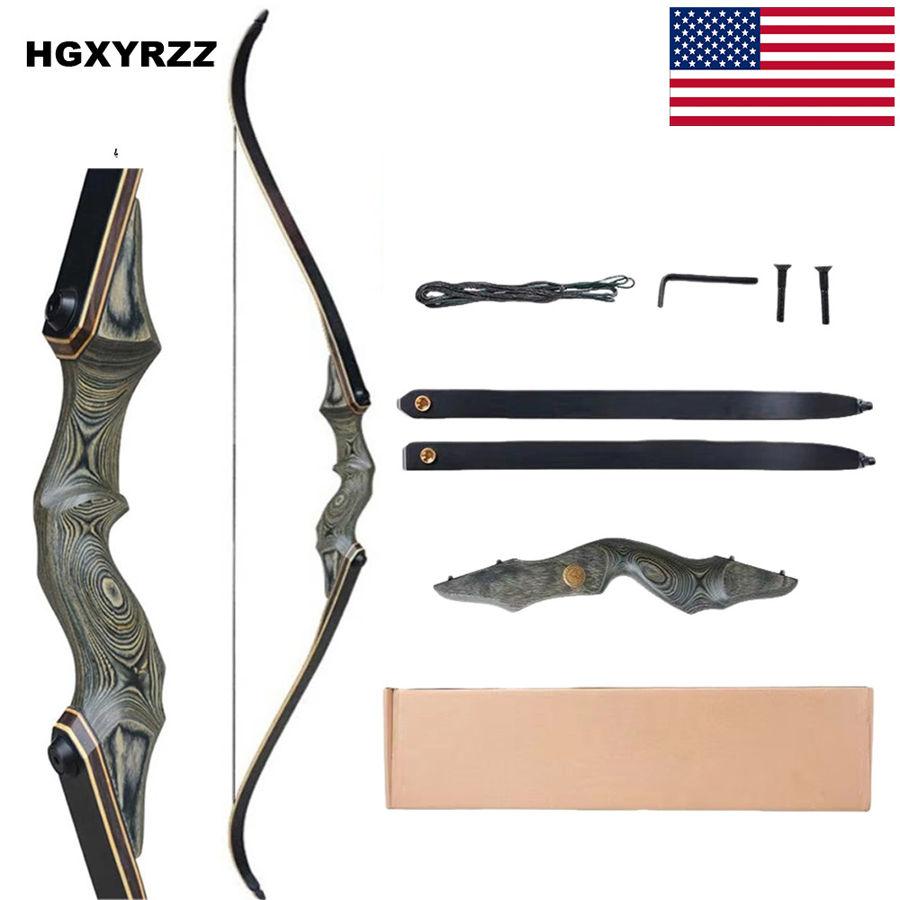 US 50lbs Archery 62" Takedown Recurve Bow Set Wooden Bow Shoting Hunting