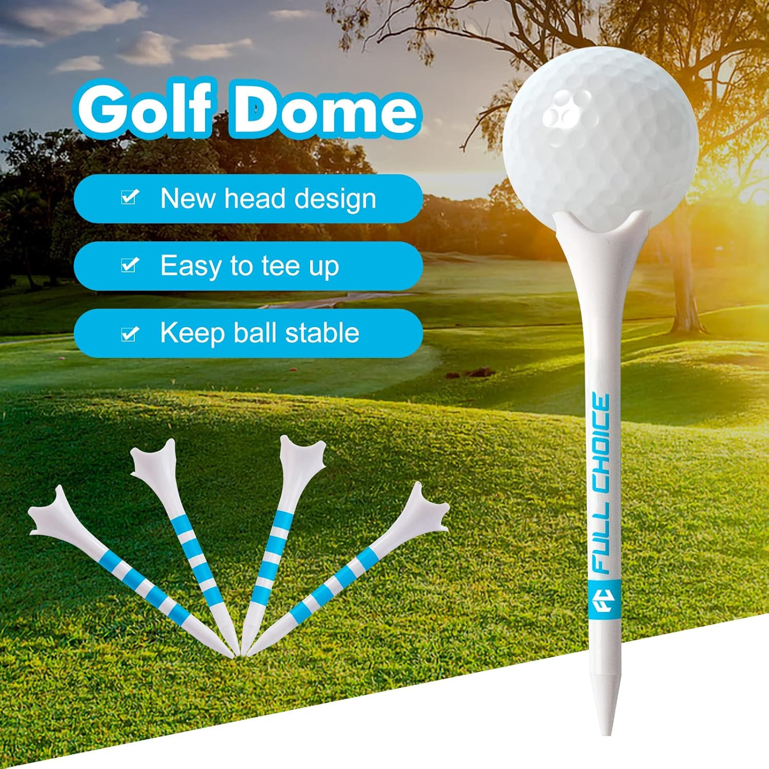 60/100 Pack Plastic Golf Tees (2-3/4"or 3-1/4"), Blue 3-1/4" ( 60pcs)