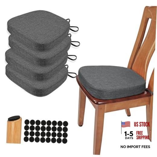 Thickened 2.5" Dining Chair Cushions Set of U-Shape High Density 4 Dark Gray