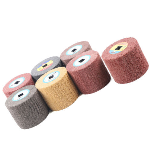 7Pcs Wire Drawing Wheel 60#-600# Grit Drum Burnishing Polishing Buffer Wheel