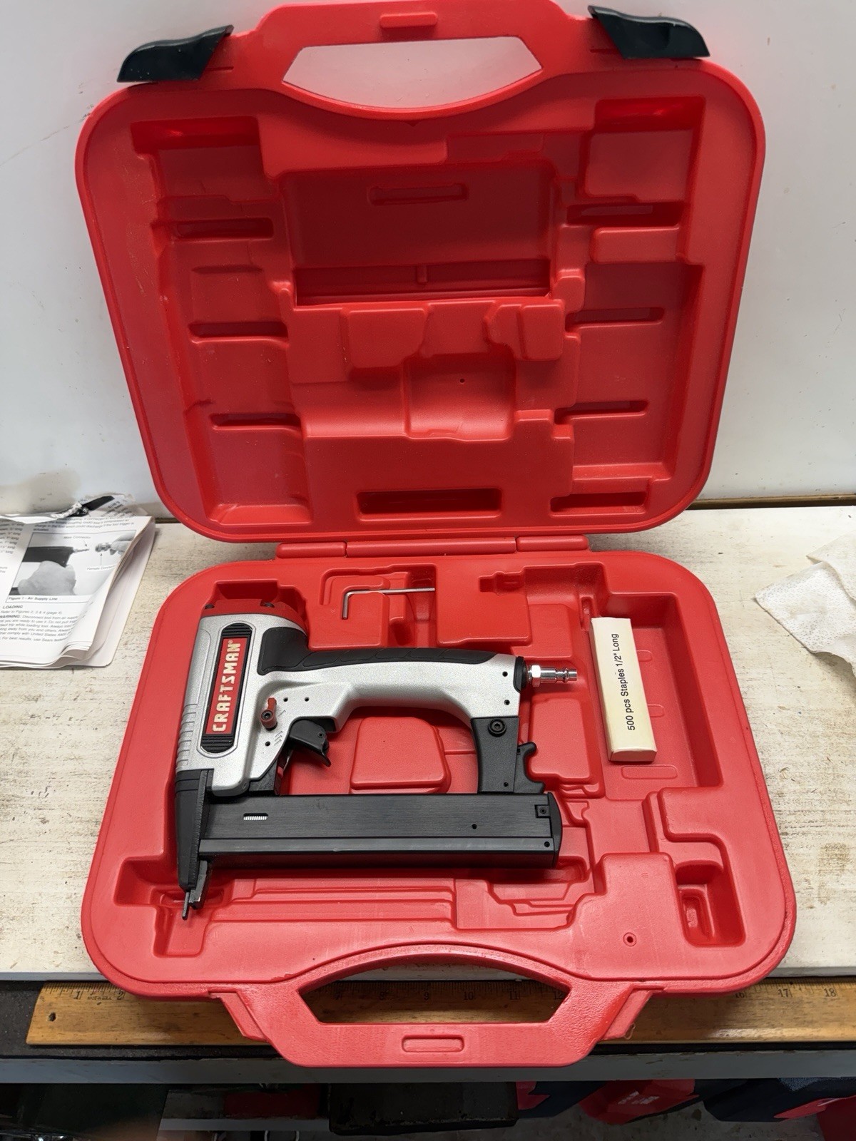 Craftsman 918171, 1/4" Crown Stapler Kit Original Carrying Case 18 Gauge Oilless