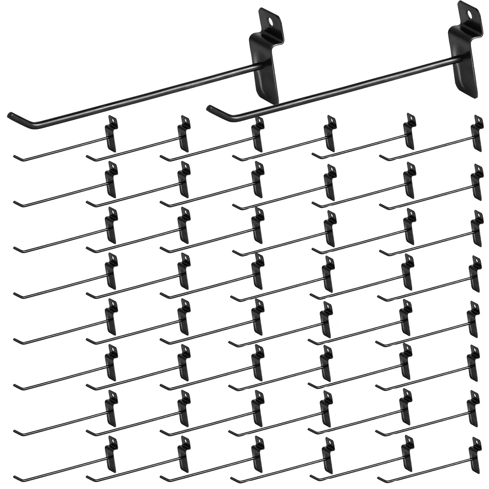 Slatwall Hooks 10 Inch Accessories Slat Board Display Hangers Black 100 PCS