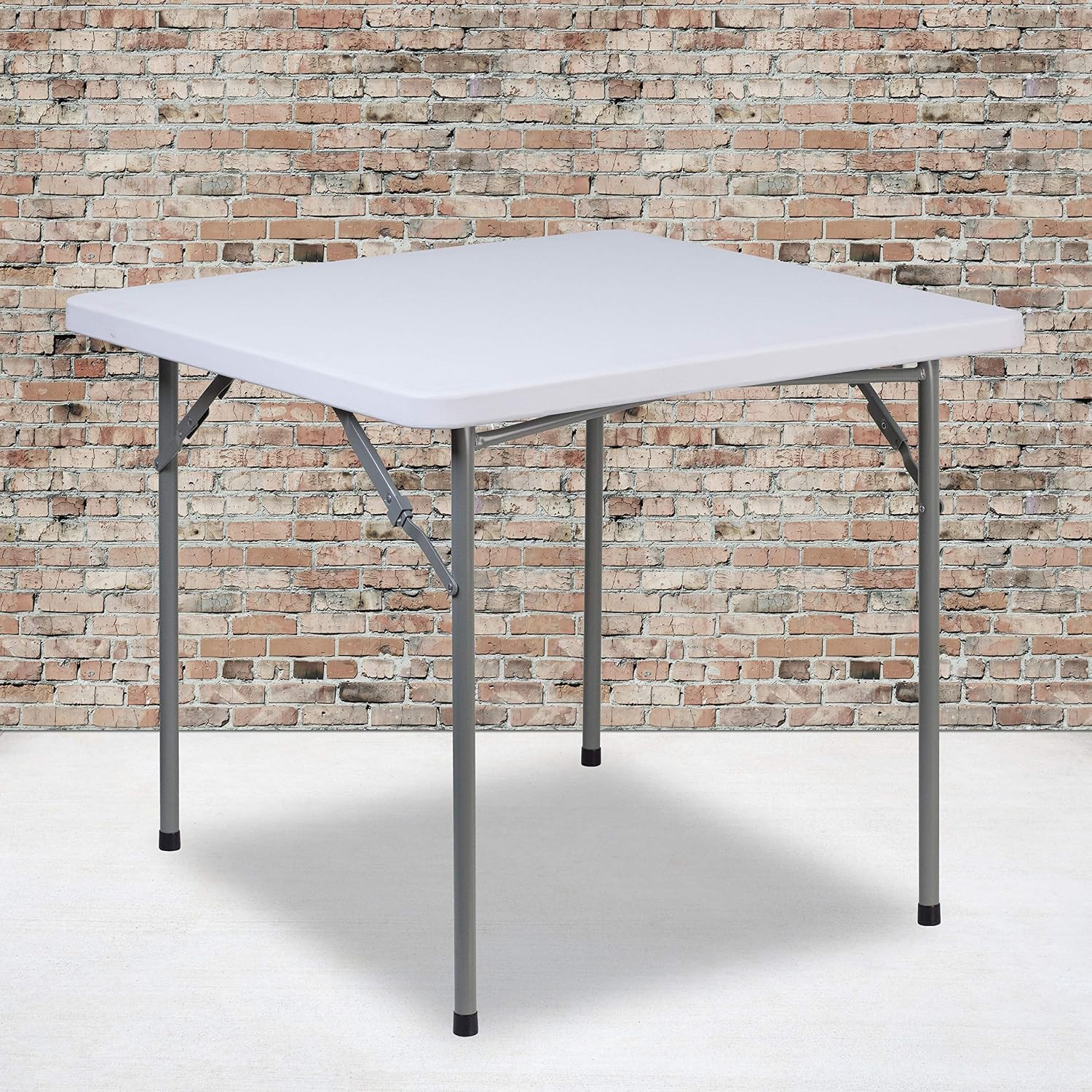 EMMA + OLIVER 2.81-Foot Square Granite White Plastic Card and Game Table | Light