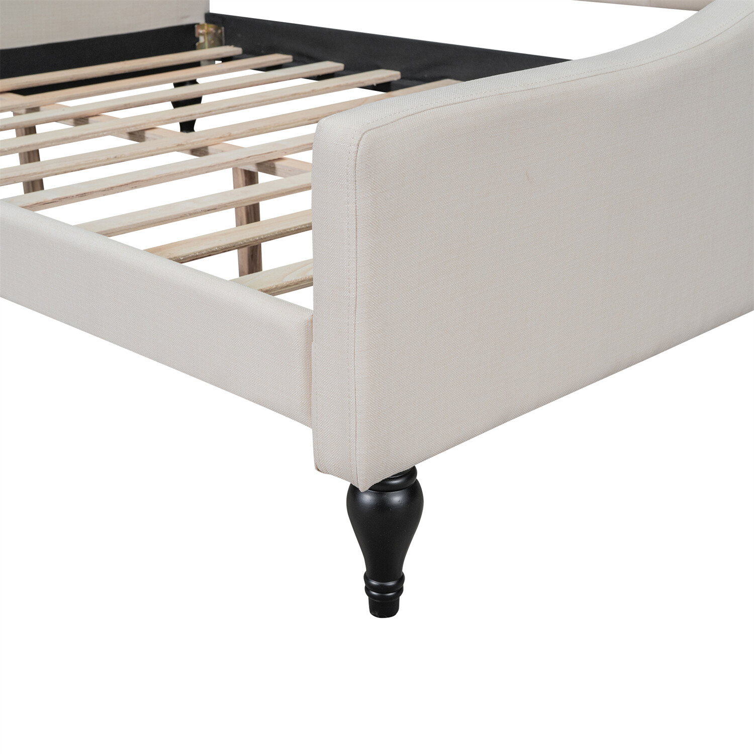 Full Size Daybed Linen Upholstered Bed Frame Sofa Bed for Bedroom Beige