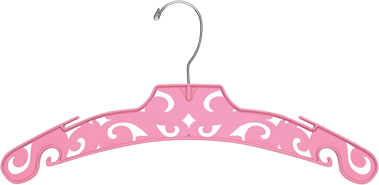 Hangers Pink Damask 50 15" Adult Carved Plastic Dresses Shirt Tops Chrome Hook